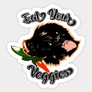 Eating Veggies a vegetarian pig Sticker